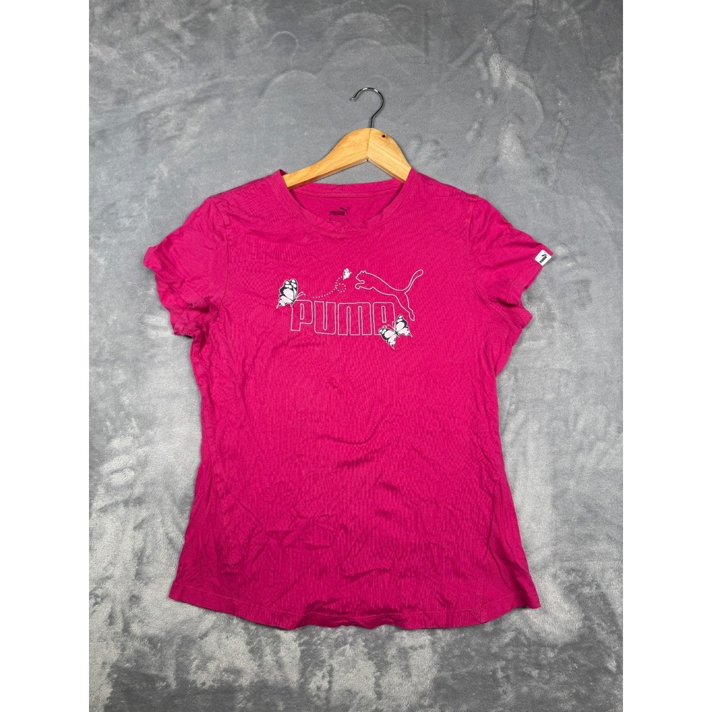 Puma T Shirt Womens Medium Pink Graphic Print Short Sleeve Crewneck 874557-09